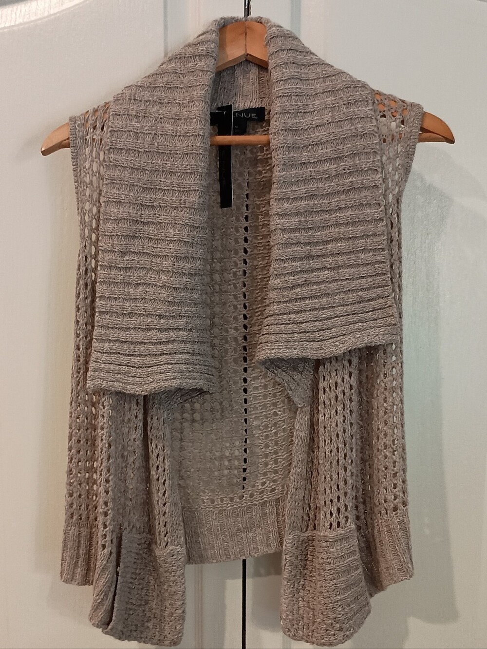 Nude Open-Knit Draped Cardigan Sweater - Neutral Taupe